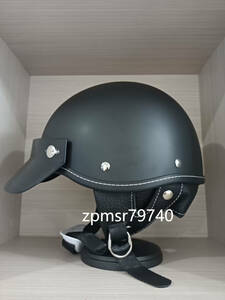 新品！！ レトロ ハーレー ショーティー 風 半帽　半キャップ ヘルメット　オーシャンビートル　 　マット黒　　XLサイズ