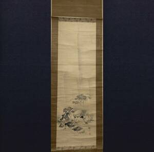 【真作】【芸】菅楯彦（人物）日本画　風俗画家　大阪美術会会員　共箱　肉筆紙本　掛軸　鳥取の人