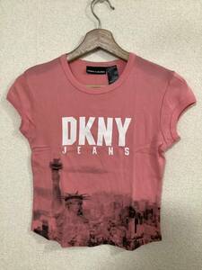 DKNY JEANS Donna Karan jeans Logo print short sleeves T-shirt cut and sewn Pink Lady -s old clothes 