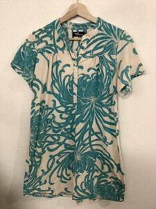 pagongpagon floral print short sleeves shirt lady's Kyoto Kyouyuuzen retro olientarubatik Mrs. old clothes 