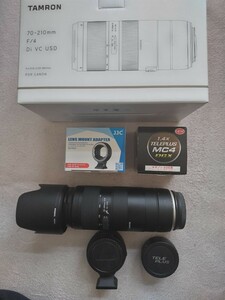 Canon用EOS RFカメラ 用 セット品 　TAMRON 70-210mm F4 EFレンズ＋テレプラスC-AF 1.4x DGX＋JJC EF-EOSR マウントアダプター　セット