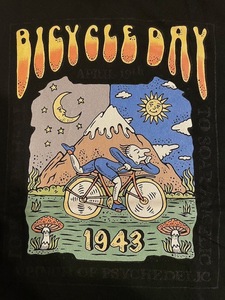 38★USA古着★美品!! LSD ホフマン 自転車 ドラッグ アシッド イラストプリントTシャツ ① 黒★3XLサイズ★送料無料!!