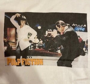 64★USA古着★映画 PULP FICTION パルプフィクション フォトプリントTシャツ ① 白★Lサイズ★送料無料!!