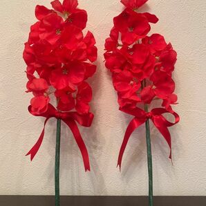赤いスイートピー、造花、ハンドメイド・２束