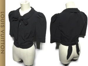 [ Louis Vuitton ] лента дизайн 7 минут рукав Zip есть женский жакет 34 черный Франция производства 