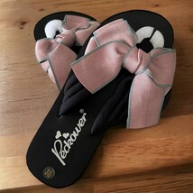 リボン サンダル ビーチ 海 プール レジャー 夏祭り 浴衣 歩きやすい くすみカラー ブラック ピンク オルチャン 韓国 可愛い 23cm 23.5cm _画像9