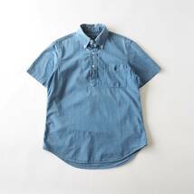 ラルフローレン　Ralph Lauren　シアサッカーシャツ　プルオーバー　半袖　ブルー　美品　メンズ_画像1