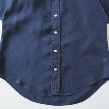 ラルフローレン　Ralph Lauren　リネン１００％　BDシャツ　半袖　ネイビー　赤ポニー　美品　メンズ_画像4