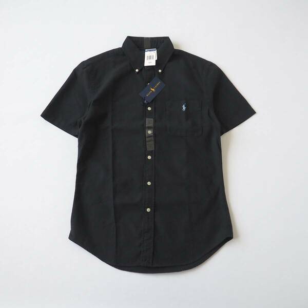 ラルフローレン　Ralph Lauren　タグ付き未使用　BDシャツ　半袖　ブラック　水色ポニー　メンズ