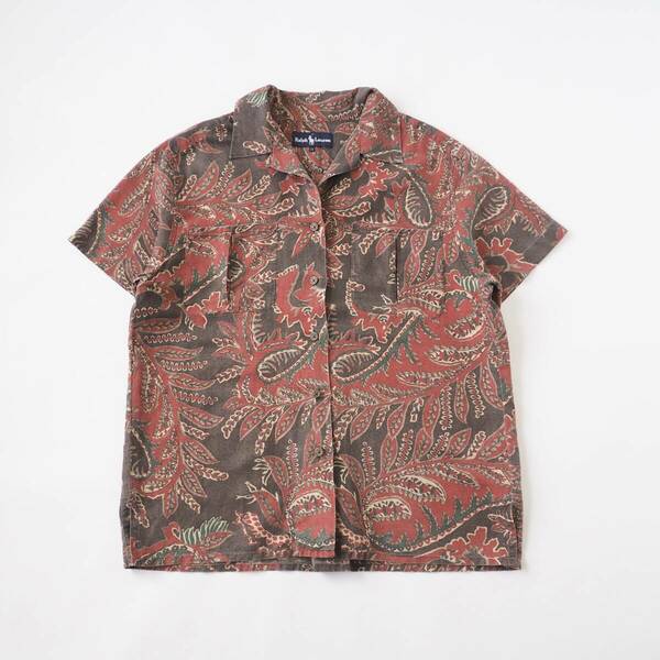 ラルフローレン　Ralph Lauren　リネン混合　アロハシャツ　半袖　ボタニカル柄　美品　