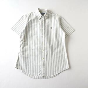 ラルフローレン　Ralph Lauren　BDシャツ　半袖　ストライプ　グリーン　美品　メンズ