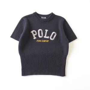 ラルフローレン　Ralph Lauren　サマーニット　半袖　ネイビー　ブランドロゴ　美品　レディース