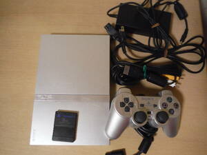 ★動作確認済☆PS2 薄型 SCPH-75000 サテンシルバー メモリーカード付 すぐ遊べるセット☆プレステ2 プレイステーション2