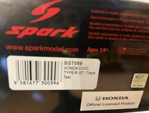 【Spark】 SGT099 1/43 HONDA CIVIC TYPE R-GT No.99 - Track Test スパーク シビック スーパーGT_画像3