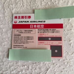 株主優待 日本航空 JAL グループ国内全路線が片道半額1枚分　2024年5月31日迄有効