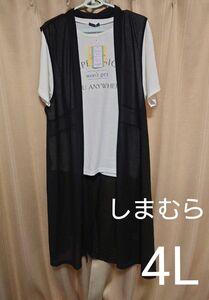 【タグ付き】しまむら レディース ジレ 半袖Tシャツ 2点セット 4L 大きいサイズ おかだゆり 