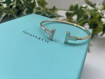 ティファニー　ワイヤー ブレスレット イエローゴールド　マザーオブパール　YG K18 TIFFANY&Co Tiffany&co 750 バングル　Tワイヤー　_画像1