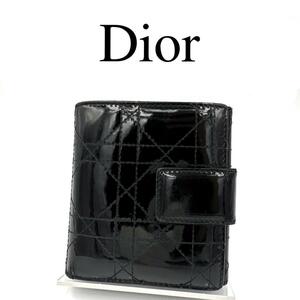Christian Dior ディオール 折り財布 カナージュ 総柄 エナメル