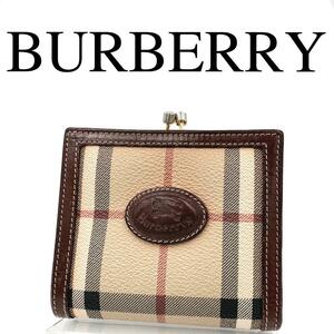 BURBERRY バーバリー 折り財布 がま口 ノバチェック シャドーホース