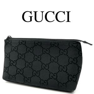 GUCCI Gucci сумка бардачок GG рисунок Logo plate черный 