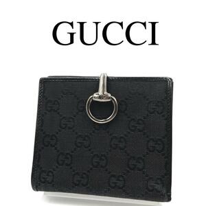 GUCCI グッチ 折り財布 ホースビット GGキャンバス GG柄 Wホック