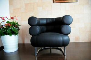 bi Ben dam chair / Italy real leather made / leather a- Lynn * gray design / black BibendumChair Eileen Gray designer's furniture objet d'art 