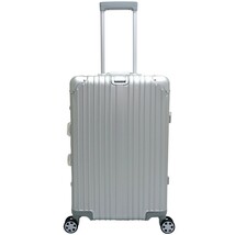 アルミニウム製スーツケース 色シルバー Mサイズ 55L 24インチ 日本製ダブルキャスター TSAロック採用 キャリーケース 旅行かばん_画像2