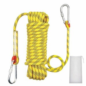 ロープ 2個カラビナ付き 収納袋 付け替え用 台風対策 強風 災 多機能ロ 多用途ロープ テントロープ 10mm 96