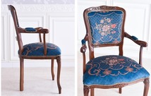 【アウトレット】130,000円 イタリア製 サロン１Pチェア 椅子 アームチェア 輸入家具 アンティーク調 猫脚 ドルチェローズQUEEN ブルー_画像3