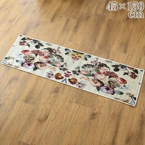 [ outlet ] kitchen mat French rose width 45 length 150cm rectangle rug .. antique style European import miscellaneous goods interior miscellaneous goods 