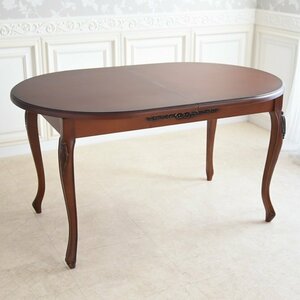 [ outlet ]320,000 jpy . length type oval table Brown tea color import furniture antique style European dining table 