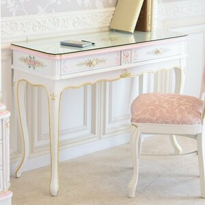 [ outlet ]420,000 jpy desk desk console table glass heaven board attaching ROCOCO Anne towa net hand paint ro here style import furniture . series 