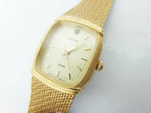 SH64[ lady's wristwatch ]SEIKO ESTATE ALBA V401-5140* Seiko Alba e stay to* quartz wristwatch * battery replaced * used *