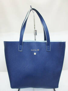 N8887【トートバッグ】ルリア Luria 4℃ 4°C★ネイビー★28cm×10.5cm×20cm★ハンドバッグ★中古★