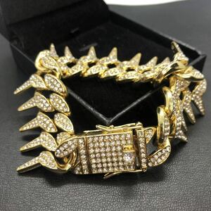 【新品】ブレスレット 喜平 スパイク コーン ゴールド 18k ゴールド 金メッキ hiphop ブリンブリン ストリート 