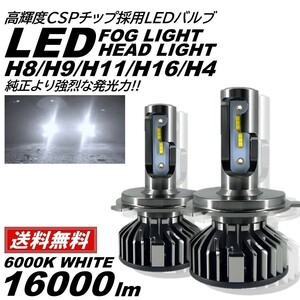 【送料無料】H4/H8/H9/H11/H16 超高輝度 爆光 LED 16000LM ヘッドライト フォグランプ 高品質COB LED IP67 12V フォグライト