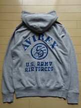 【AVIREX】U.S.ARMY AIR FORCES フルジップ スウェットパーカー ヘザーグレー SIZE:LARGE (アヴィレックス,上野商会,ミリタリー,フライト)_画像4