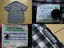 【MAGICAL MOSH MISFITS】刺繍ロゴ入り 半袖 ギンガムチェックシャツ ブラック×ホワイト SIZE:XL (マジカルモッシュミスフィッツ,MxMxM)_画像6