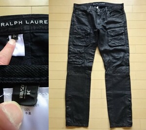 【RALPH LAUREN BLACK LABEL】コーティング加工 カーゴパンツ ブラック SIZE:W34 (ラルフローレン,ブラックレーベル)