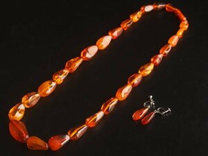 [.] amber structure necklace earrings KV798