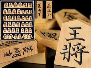 【流】将棋道具 菱湖書 美玉作 盛上駒 将棋駒 箱付 TS940