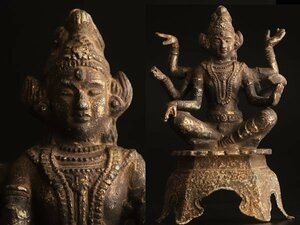 【流】仏教美術 銅製 不空羂索 観音坐像 TS785