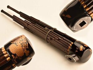 [.] era traditional Japanese musical instrument soot bamboo artificial flower lacqering ...DI020