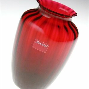 n710 Baccarat バカラ クリスタル レッド ベース 花瓶 飾壷の画像1