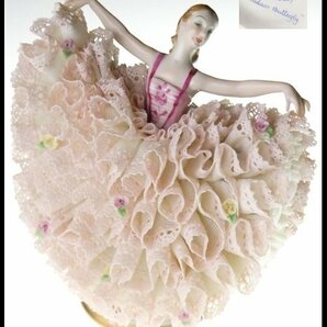 N637 アイリッシュ ドレスデン Madam Butterfly ドレス 女性 磁器レース人形 フィギュリン 飾物の画像1