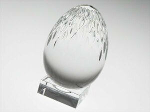 n726 Baccarat バカラ クリスタル カット 台付 エッグ型 オブジェ 飾物