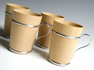 N799 Kyoto .. source high class woodworking tree ground metal hand attaching cup four customer 