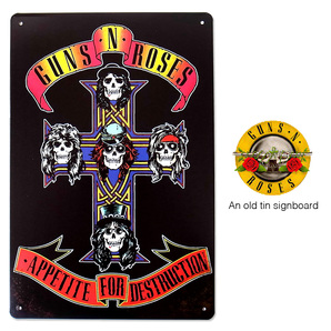 Guns N' Roses ガンズ アンド ローゼズ GN'R ブリキ看板 20cm×30cm アメリカン雑貨 サインボード バー レトロ グランジ ロック アメリカ