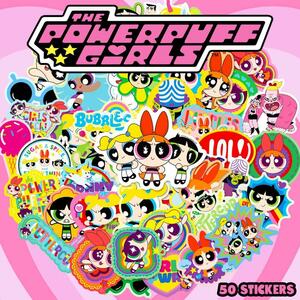 パワーパフ ガールズ ステッカー 50枚セット PVC 防水 シール The Powerpuff Girls アニメ キャラクター マンガ 子供 幼児