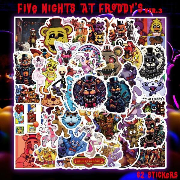 Five Nights at Freddy's ステッカー 62枚セット Ver.3 PVC 防水 シール 大量 FNAF FNaF フナフ ファイブナイツアットフレディーズ